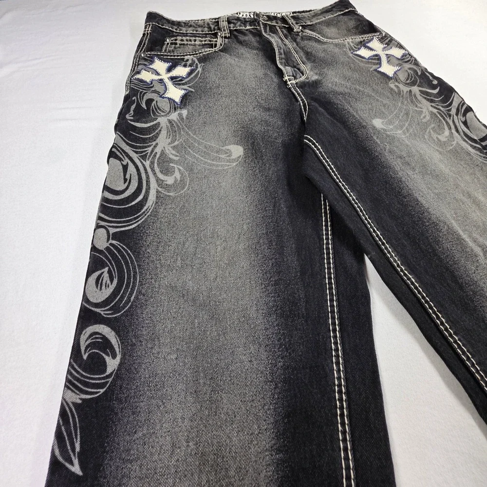 Xenon Thrasher Ambush 32 Mens Black Wash Cross Embroidered Baggy Y2K Jeans